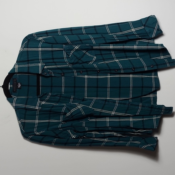 SANCTUARY Women's Plaid Teal Button Up Front Pockets Boyfriend Shirt Size Small - Picture 9 of 16